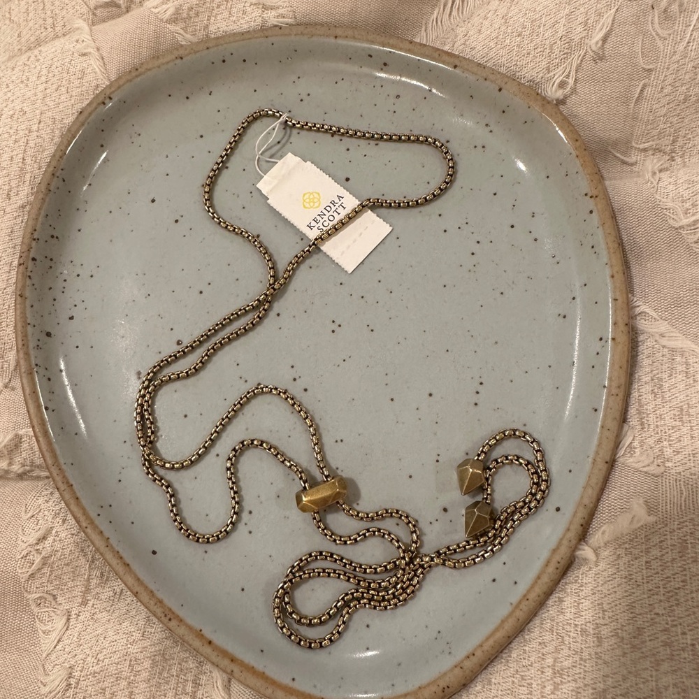 Kendra Scott Antique Gold Thick Chain Adjustable Necklace NWT 30”